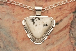 Genuine White Buffalo Turquoise Sterling Silver Pendant